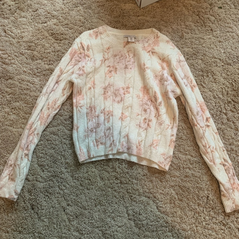 Sincerely Jules Pink Floral Cream Sweater